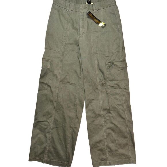 Like An Angel Olive Wide Leg‎ Cargo Pants Sz L Gorpcore Goblincore Gremlincore - Picture 1 of 12